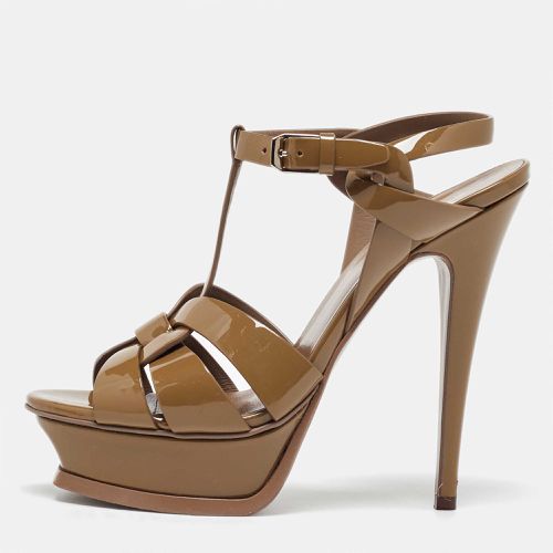 Saint Laurent Olive Green Patent Leather Tribute Sandals Size 37 - Saint Laurent Paris - Modalova