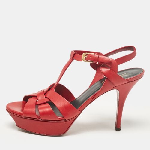 Saint Laurent Red Leather Tribute Sandals Size 38 - Saint Laurent Paris - Modalova