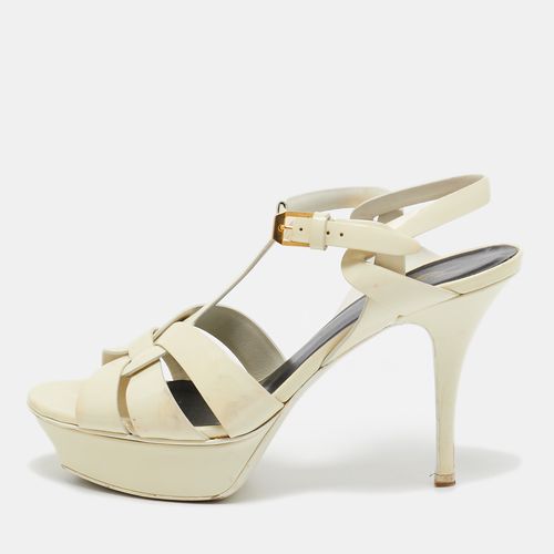 Saint Laurent Cream Patent Leather Tribute Sandals Size 38 - Saint Laurent Paris - Modalova