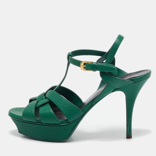 Saint Laurent Green Leather Tribute Sandals Size 38 - Saint Laurent Paris - Modalova