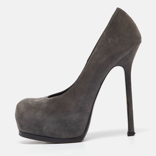 Saint Laurent Grey Suede Tribtoo Platform Pumps Size 37 - Saint Laurent Paris - Modalova