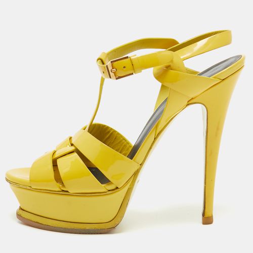 Saint Laurent Yellow Patent Leather Tribute Sandals Size 37 - Saint Laurent Paris - Modalova