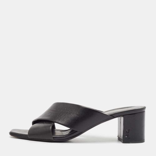 Saint Laurent Black Leather Loulou Slide Sandals Size 39 - Saint Laurent Paris - Modalova