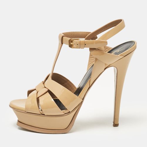 Saint Laurent Beige Patent Leather Tribute Sandals Size 37.5 - Saint Laurent Paris - Modalova