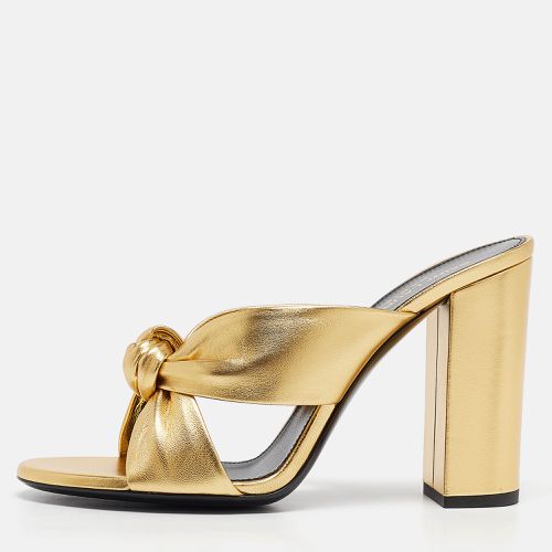 Saint Laurent Gold Leather Bianca Slide Sandals Size 38.5 - Saint Laurent Paris - Modalova