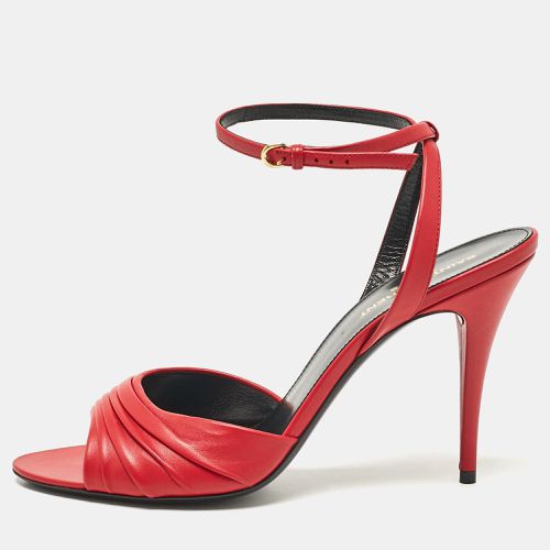 Saint Laurent Ruched Leather Ankle Strap Sandals Size 39.5 - Saint Laurent Paris - Modalova