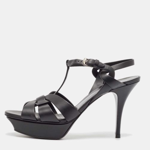 Saint Laurent Black Leather Tribute Platform Sandals Size 40 - Saint Laurent Paris - Modalova