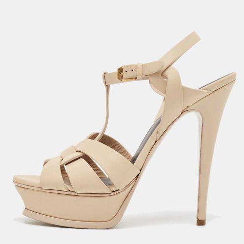 Saint Laurent Beige Leather Tribute Sandals Size 39 - Saint Laurent Paris - Modalova