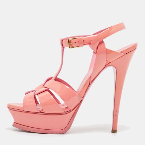 Saint Laurent Pink Patent Leather Tribute Platform Sandals Size 37.5 - Saint Laurent Paris - Modalova