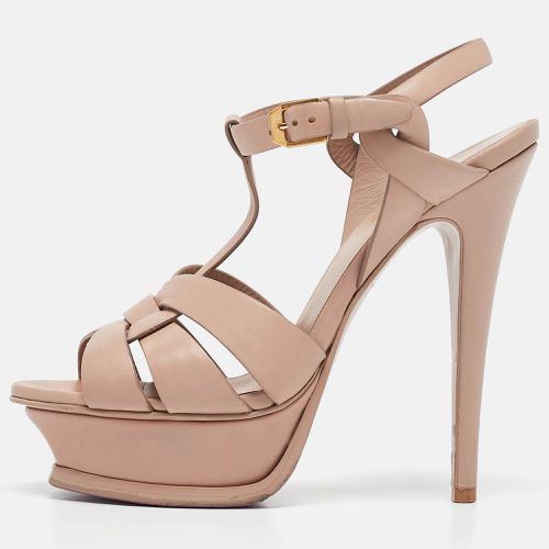 Saint Laurent Beige Leather Tribute Platform Sandals Size 35 - Saint Laurent Paris - Modalova