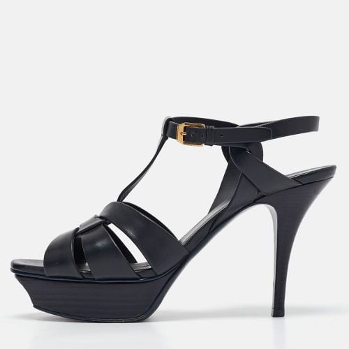 Saint Laurent Navy Blue Leather Tribute Sandals Size 39 - Saint Laurent Paris - Modalova