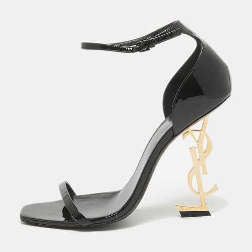 Saint Laurent Black Patent Leather Opyum Ankle Strap Sandals Size 40 - Saint Laurent Paris - Modalova