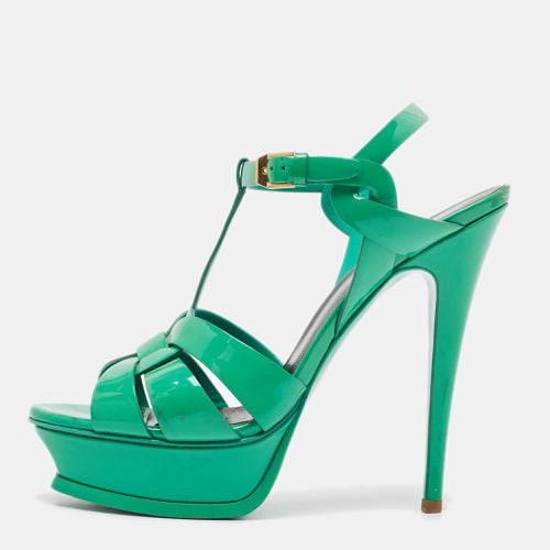 Saint Laurent Green Patent Tribute Platform Sandals Size 39 - Saint Laurent Paris - Modalova