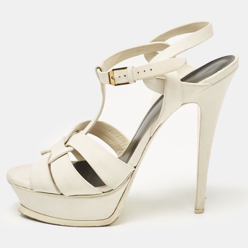 Saint Laurent White Leather Tribute Platform Sandals Size 40 - Saint Laurent Paris - Modalova