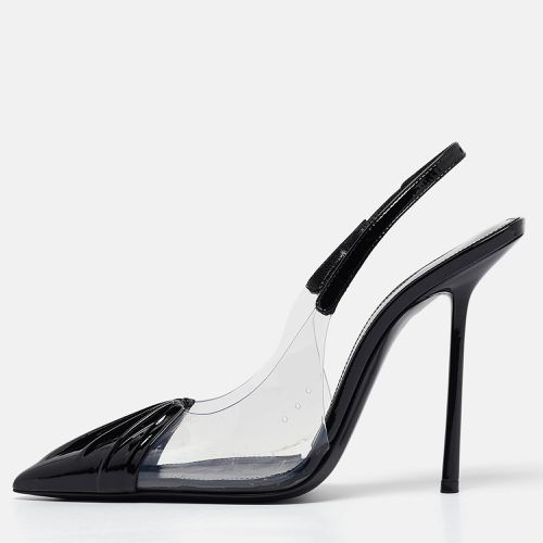 Saint Laurent Paris Black Patent Leather and PVC Pointed Toe Slingback Pumps Size 37 - Saint Laurent Paris - Modalova