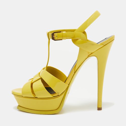 Saint Laurent Yellow Patent Tribute Platform Sandals Size 38 - Saint Laurent Paris - Modalova