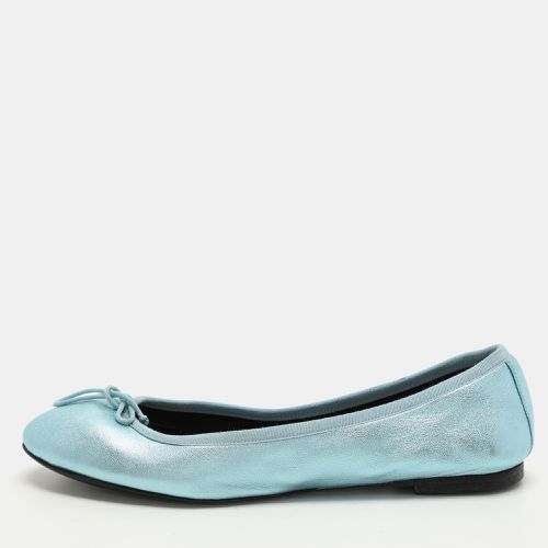 Saint Laurent Metallic Blue Leather Bow Ballet Flats Size 36 - Saint Laurent Paris - Modalova