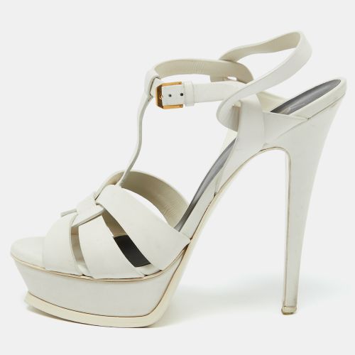 Saint Laurent White Leather Tribute Platform Sandals Size 40 - Saint Laurent Paris - Modalova