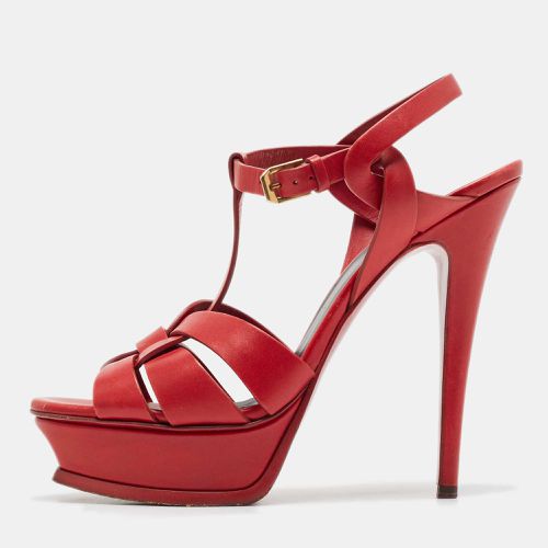 Saint Laurent Red Leather Tribute Platform Sandals Size 39 - Saint Laurent Paris - Modalova