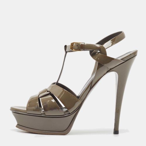 Saint Laurent Grey Patent Leather Tribute Platform Sandals Size 39.5 - Saint Laurent Paris - Modalova