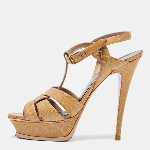 Saint Laurent Yellow Croc Embossed Leather Tribute Platform Sandals Size 39 - Saint Laurent Paris - Modalova