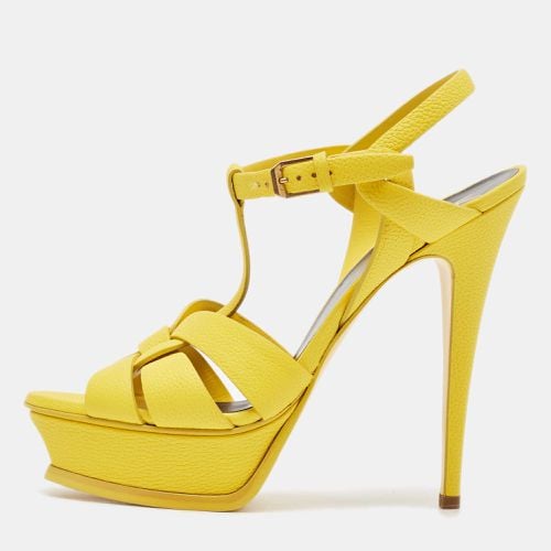 Saint Laurent Yellow Leather Tribute Platform Sandals Size 39 - Saint Laurent Paris - Modalova