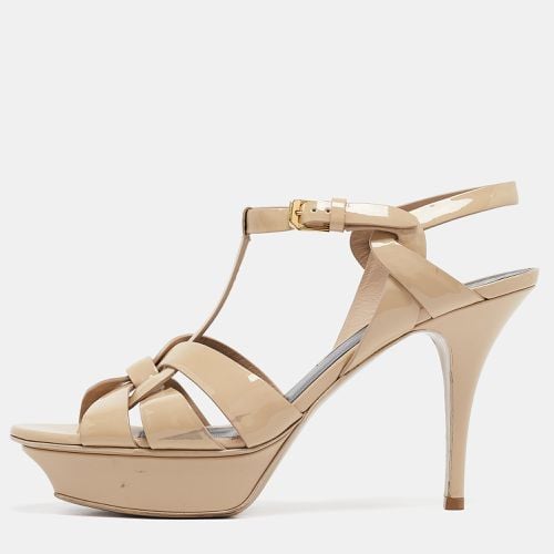 Saint Laurent Cream Patent Leather Tribute Platform Sandals Size 40.5 - Saint Laurent Paris - Modalova