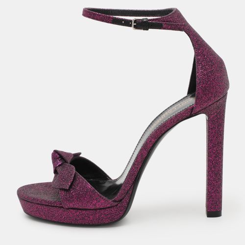 Saint Laurent Paris Purple Glitter Hall Ankle Strap Sandals Size 37 - Saint Laurent Paris - Modalova