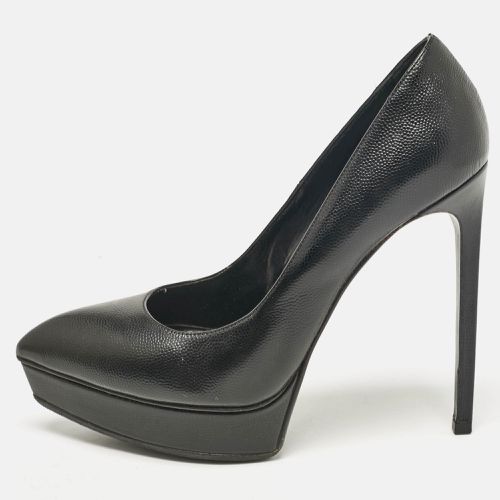 Saint Laurent Black Leather Janis Pointed Toe Platform Pumps Size 37.5 - Saint Laurent Paris - Modalova