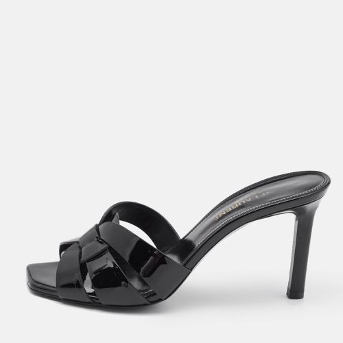 Saint Laurent Black Patent Leather Tribute Slide Sandals Size 36 - Saint Laurent Paris - Modalova