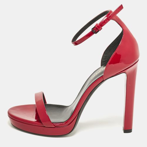 Saint Laurent Red Patent Leather Jane Ankle Strap Sandals Size 38 - Saint Laurent Paris - Modalova