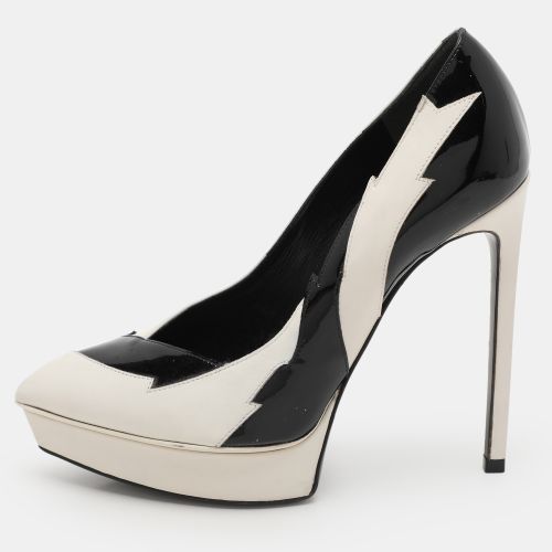 Saint Laurent Paris White/Black Leather and Patent Leather Janis Pumps Size 35.5 - Saint Laurent Paris - Modalova