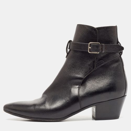 Saint Laurent Black Leather Ankle Length Boots Size 38 - Saint Laurent Paris - Modalova