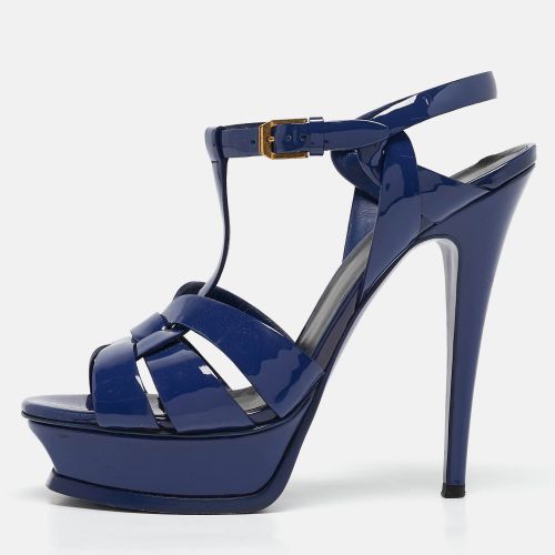 Saint Laurent Blue Patent Leather Tribute Sandals Size 38 - Saint Laurent Paris - Modalova