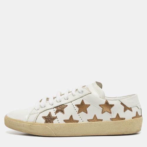 Saint Laurent White/Gold Leather Star Court Classic California Sneakers Size 40 - Saint Laurent Paris - Modalova