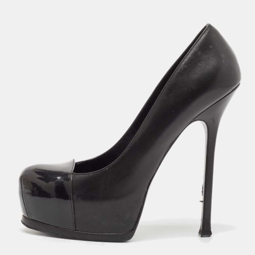 Saint Laurent Black Leather and Patent Leather Tribtoo Platform Pumps Size 40 - Saint Laurent Paris - Modalova