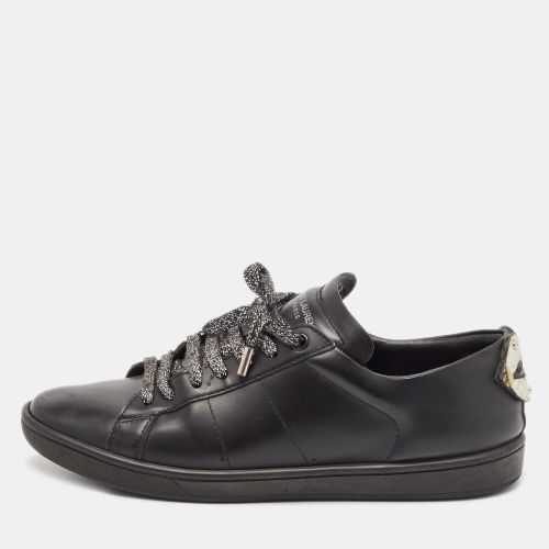 Saint Laurent Black Leather Ayers Signature Court Lips Sneakers Size 37 - Saint Laurent Paris - Modalova