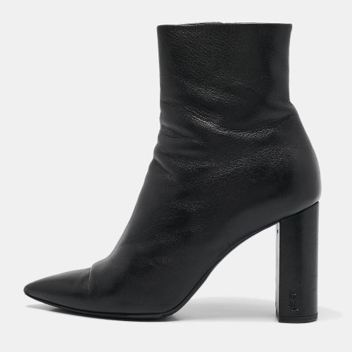 Saint Laurent Black Leather Lou Ankle Boots Size 38.5 - Saint Laurent Paris - Modalova