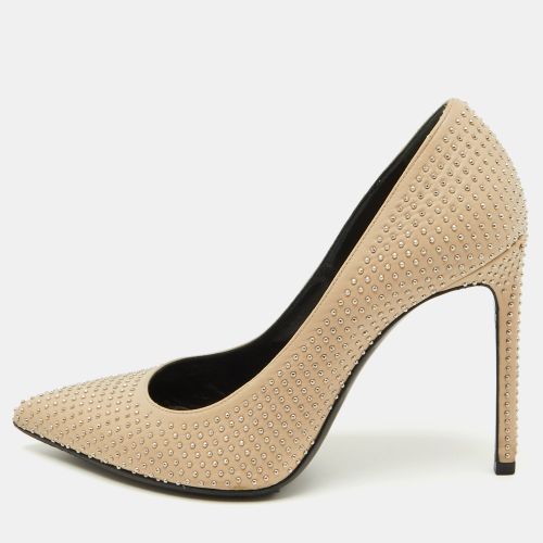 Saint Laurent Beige Leather Studded Pointed Toe Pumps Size 38.5 - Saint Laurent Paris - Modalova