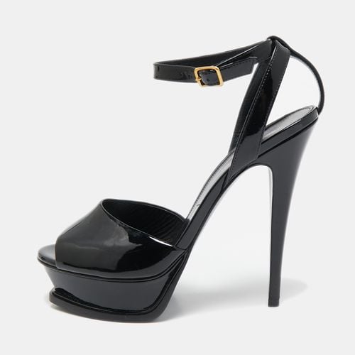 Saint Laurent Black Patent Leather Jodie Platform Ankle Strap Sandals Size 40 - Saint Laurent Paris - Modalova