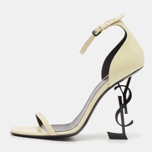 Saint Laurent Cream Patent Leather Opyum Ankle Strap Sandals Size 39 - Saint Laurent Paris - Modalova