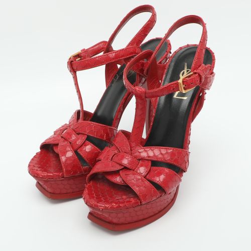 Saint Laurent Size 36.5 Python Embossed Leather Platform Sandals - Saint Laurent Paris - Modalova