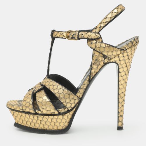 Saint Laurent Tribute Size 38.5 Python Embossed Leather Platform Sandals - Saint Laurent Paris - Modalova