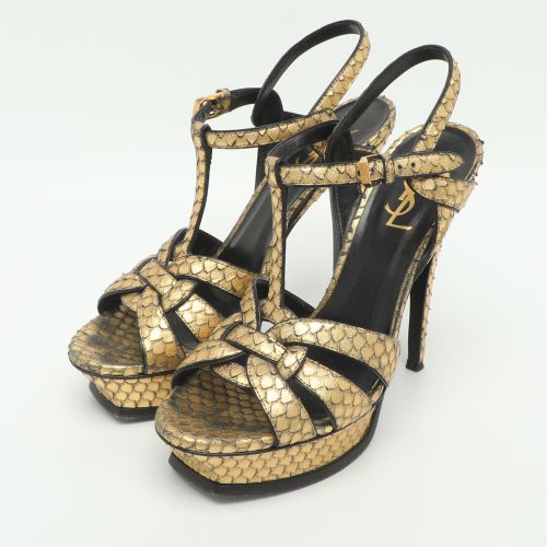 Saint Laurent Tribute Size 38.5 Python Embossed Leather Platform Sandals - Saint Laurent Paris - Modalova