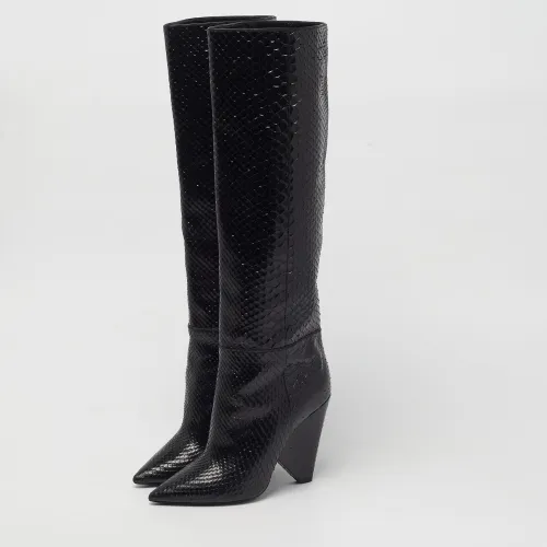 Saint Laurent Niki Size 38.5 Python Leather Over The Knee Boots - Saint Laurent Paris - Modalova