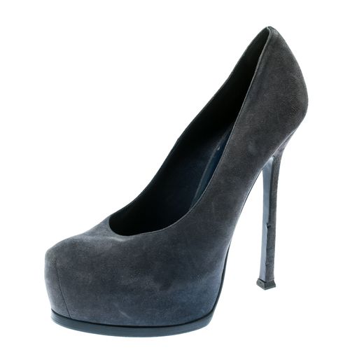 Saint Laurent Paris Blue Suede Tribtoo Platform Pumps Size 40 - Saint Laurent Paris - Modalova