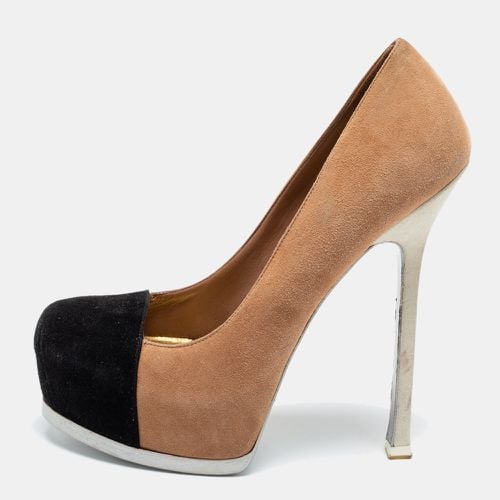 Saint Laurent Paris Tow Tone Suede Tribtoo Platform Pumps Size 37.5 - Saint Laurent Paris - Modalova