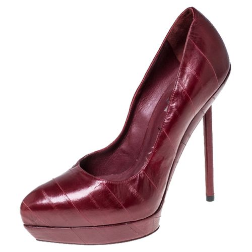 Saint Laurent Paris Red Leather Divine Platform Pumps Size 38.5 - Saint Laurent Paris - Modalova