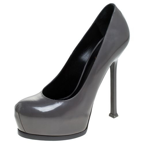 Saint Laurent Paris Grey Patent Leather Tribtoo Platform Pumps Size 37 - Saint Laurent Paris - Modalova