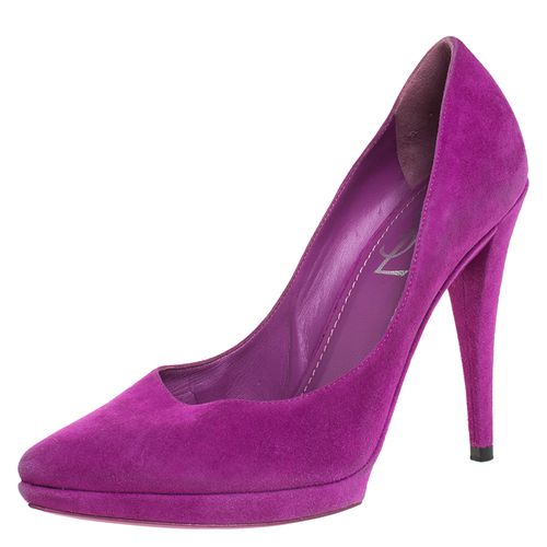 Saint Laurent Paris Purple Suede Janis Platform Pumps 37.5 - Saint Laurent Paris - Modalova